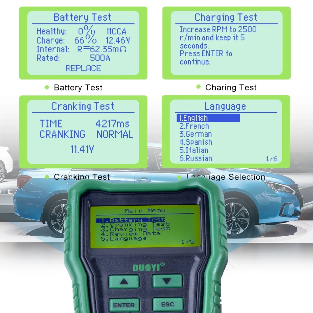 DY220B car and motorcycle battery battery testing instrument 12V multi-language new product