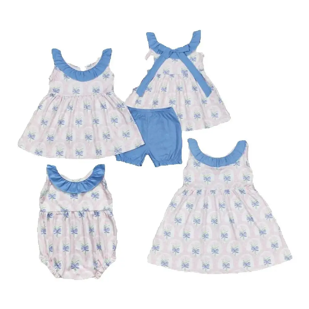 

Baby kids clothing Sibling summer girls Baby Girls Pink Flowers Bunches Sibling Rompers Clothes Sets
