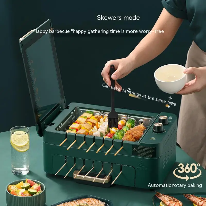 

Electric Broiler Household Skewer Fully Automatic Rotary Detachable Electric Baking Tray Baking Shabu One Double Layer Oven