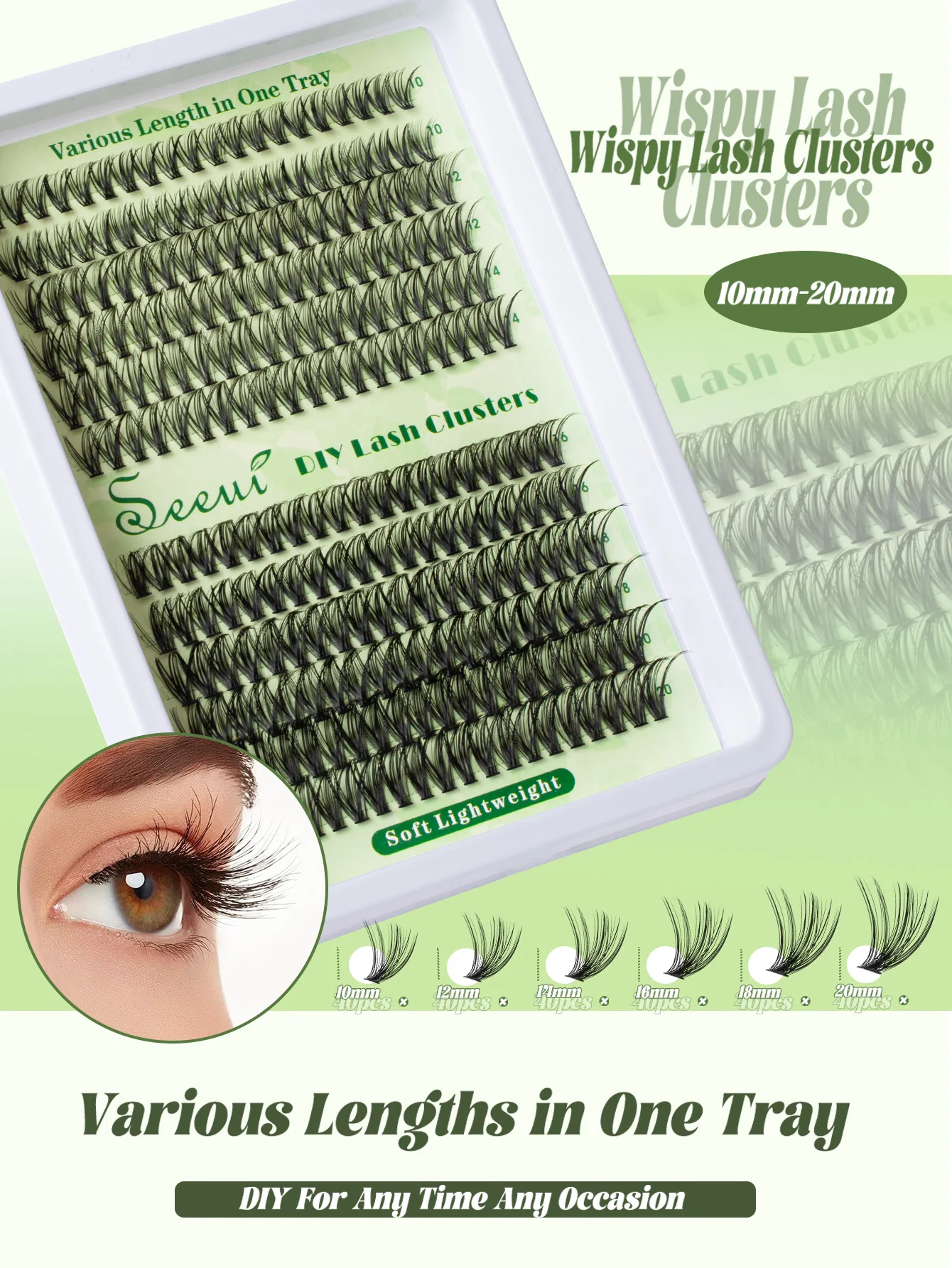 30-100D DIY Fluffy Eyelash Clusters Kit Thick Volume Wispy Individual Eyelashes Cluster Extensions With Bond and Seal Remover