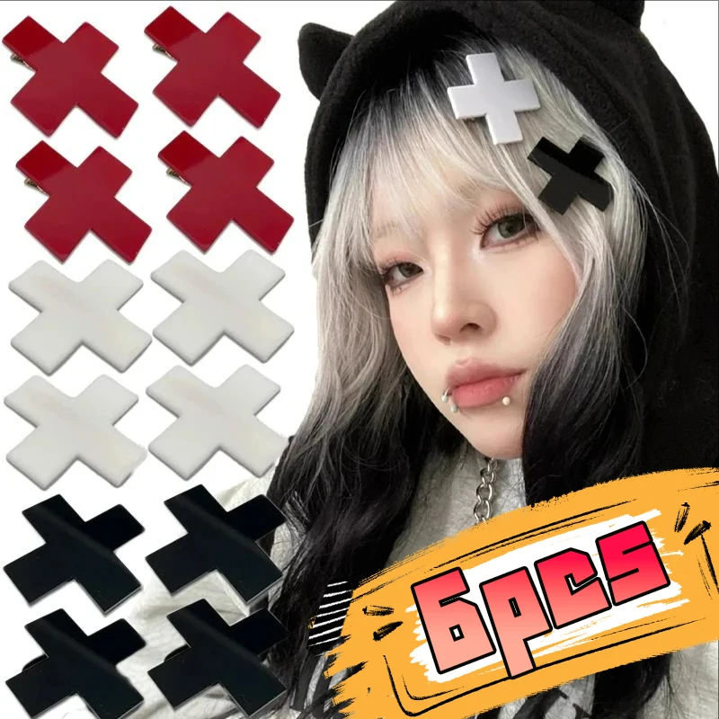 Gothic Acrylic Cross Hairpins for Spicy Girls Hair Clip Fashion Girl Party Gift Y2K Women Accessories Headwear Bobby Pins