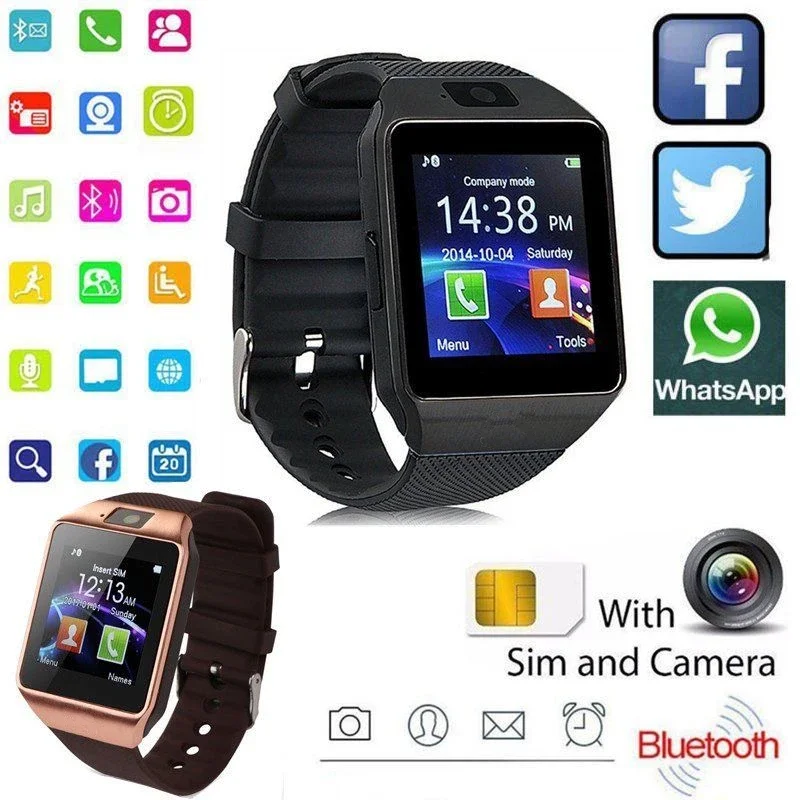 Digital Touch Screen Smart Watch DZ09 Q18 Bracelet Camera Bluetooth WristWatch SIM Card Smartwatch Ios Android Phones Support