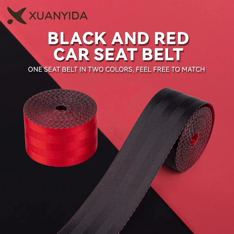 3.6M Safety Belt For Cars Black And Red Seat Belt Webbing Racing Car Modified Seat Safety Belts Car Belt DIY Backpacks Straps