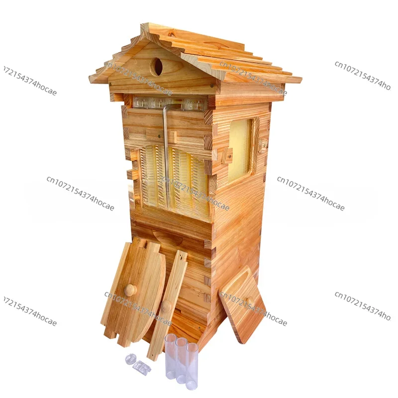 Four Spleen Flow Hive Boiled Wax Cedar Mini Self-flowing Honey Bee Hive Beekeeping Middle Bee Complete Set 25.5*38*120cm