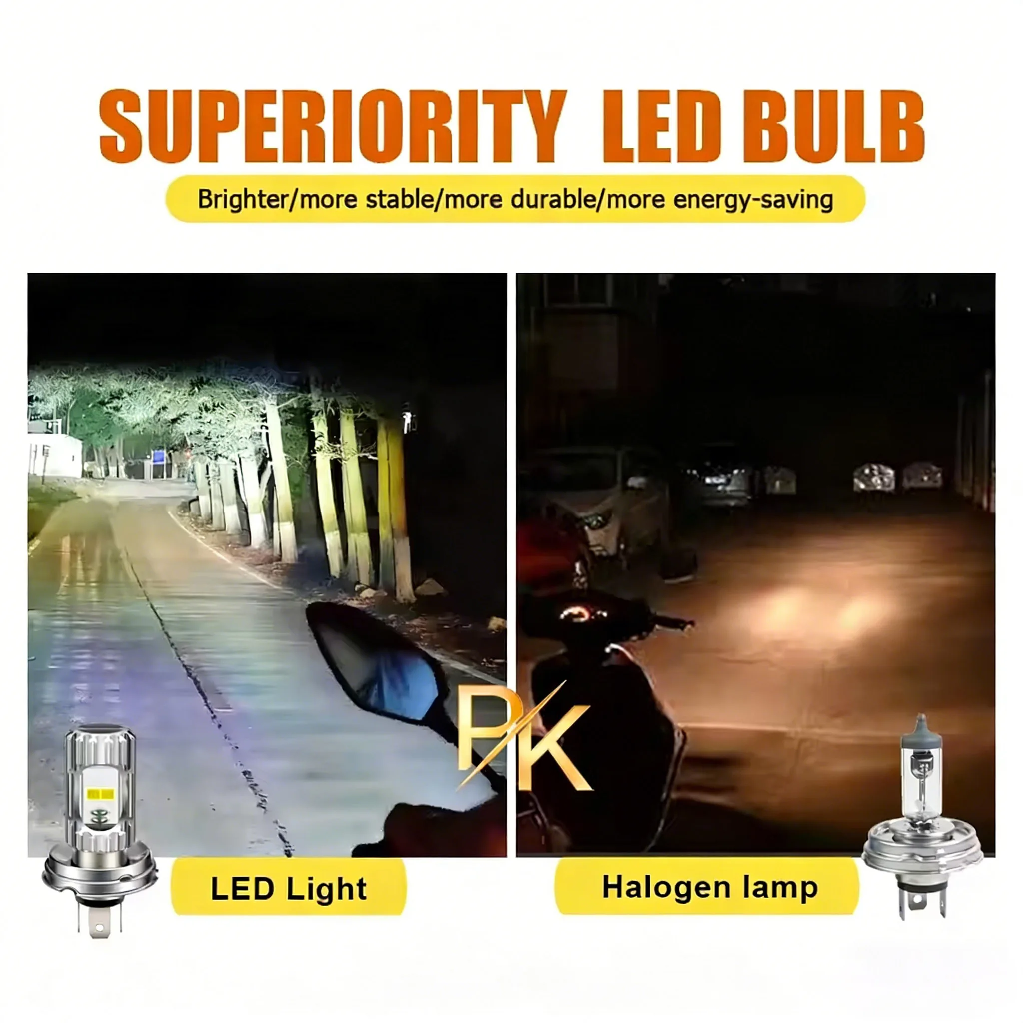 Heyword 1pc Motorcycle LED Headlight H4 Bulb with High/Low Beam,  H6 12V Designed for Motor Scooters And Motorcycle Additions