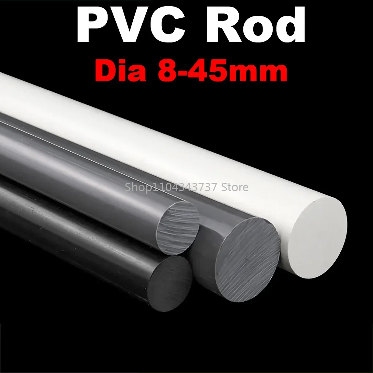 500mm PVC Round Rod Bar Plastic White Gray Black  Billet Spacer Engineering Diameter 6/8/10/12/15/20/25/30/35/40/45mm
