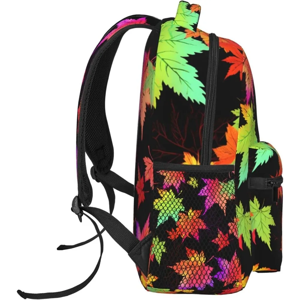 Bolsa para laptop de volta às aulas, colorida, padrão de folha de bordo, leve, mochila para laptop, leve, multiuso, viagem, mochila casual