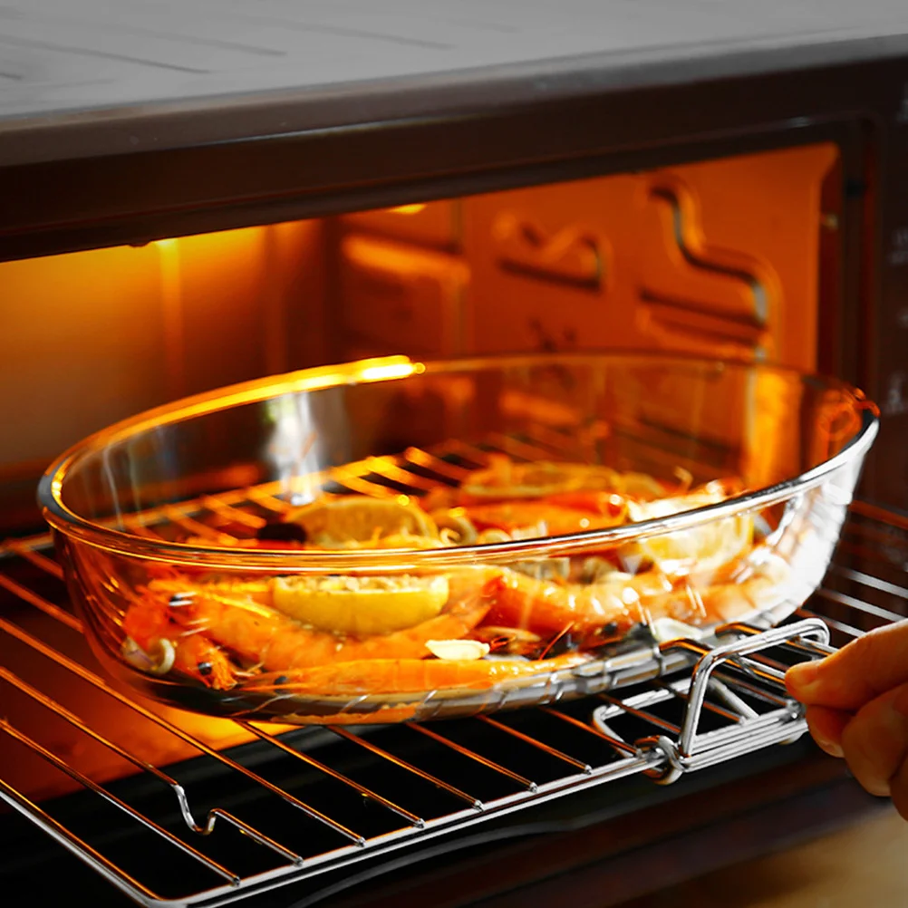 

Household Oval Glass Baking Dish Microwave Plate Serving Plate for Fruit Salad Cooking Pan Baking Dish Glass Pan