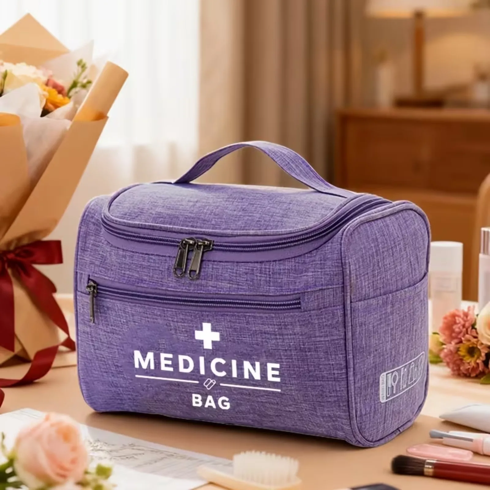 Portable Medicine Storage Travel Bag, Pill Vitamin Organizer Pouch, Hanging Multifunctional Toiletry Carry Case