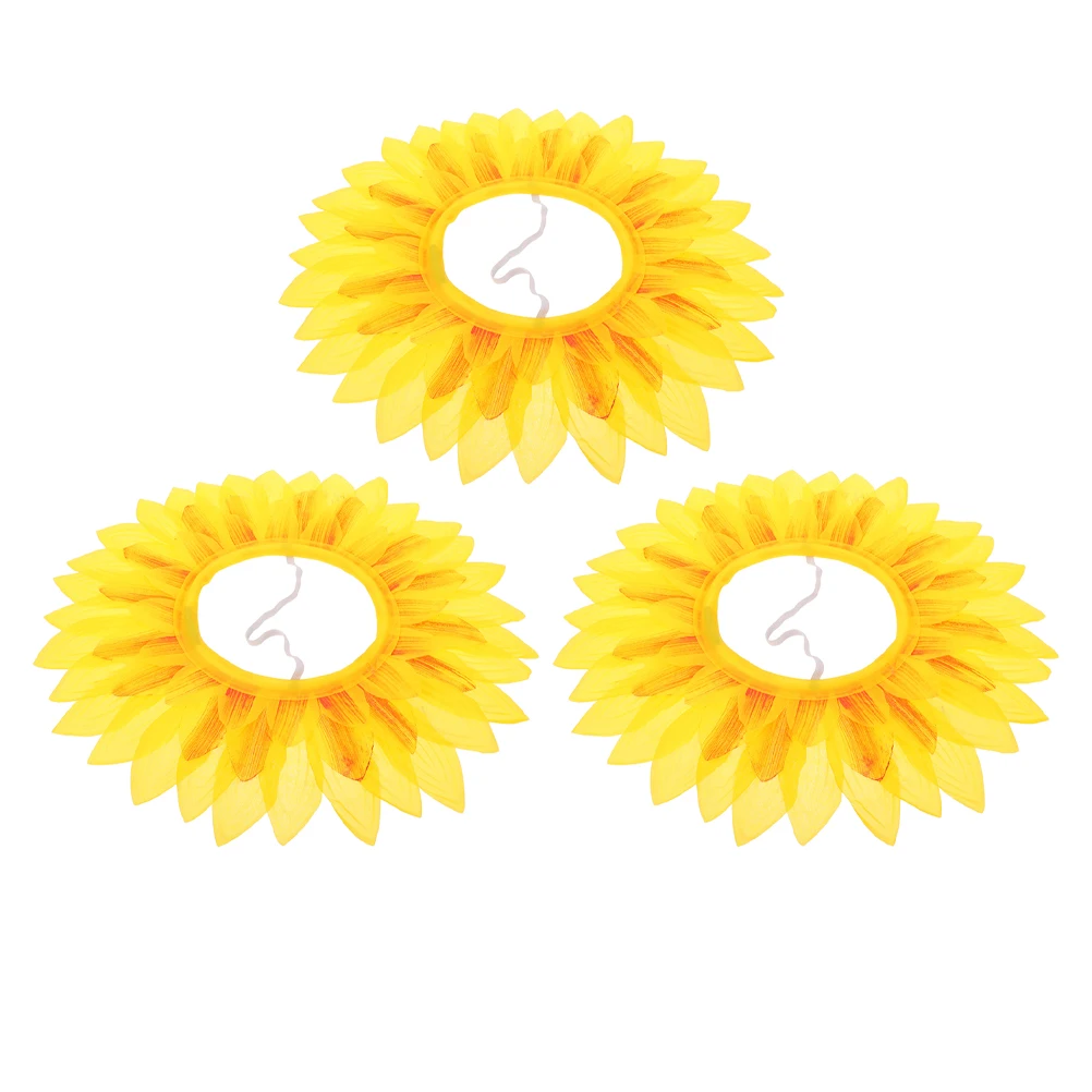 

3 Pcs 42cm Yellow Sunflower Headgear for Kids Lightweight Cloth Material Funny Costume Halloween Party Props Hat