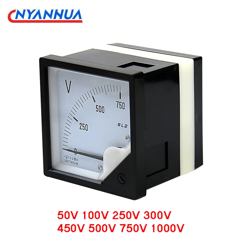 6L2-V AC Analog Voltmeter Head Panel Gauge 50V 100V 250V 300V 450V 500V 750V 10KV/100V 35KV/100V