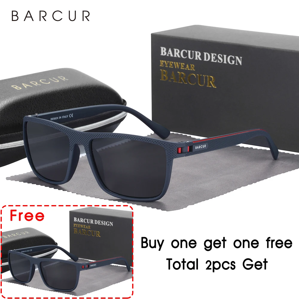 BARCUR Ontwerp TR90 Zonnebril Heren Gepolariseerde Lichtgewicht Sportzonnebril Dames Brillen Accessoire Oculos UVAB Bescherming
