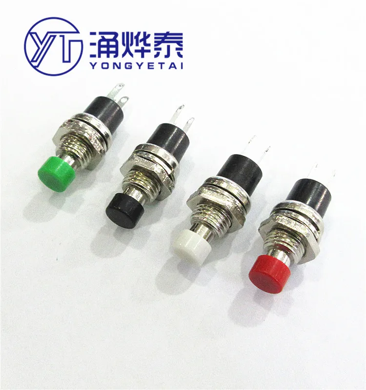 YYT 10PCS Small button switch PBS-110 with hole 6-7MM, reset button, jog, no lock switch, press on
