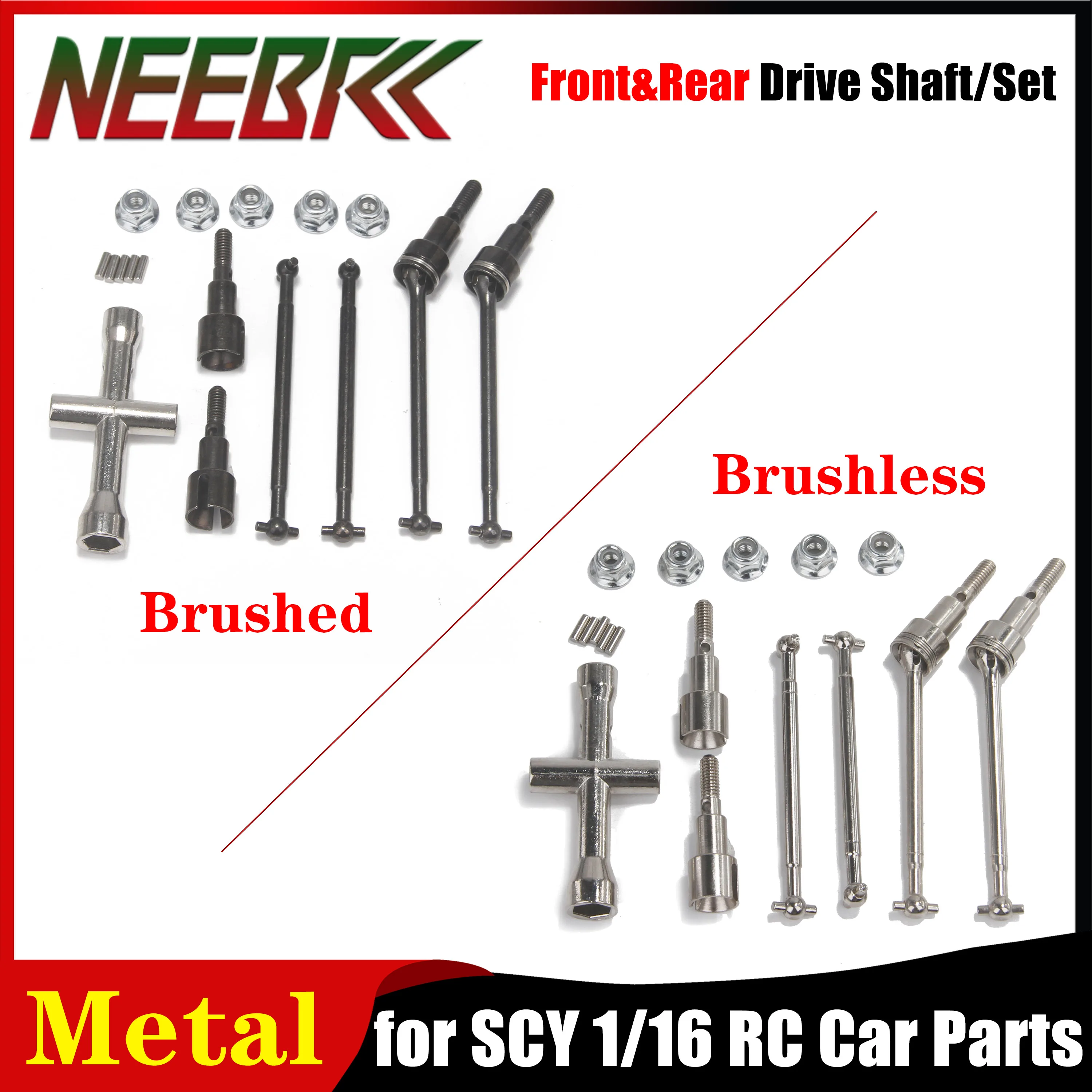 

RC Car Brushless/Brushed Metal Front & Rear Drive Shaft Set Upgrade Accessories for SUCHIYU 16101 16102 16103 16210 Spart Parts