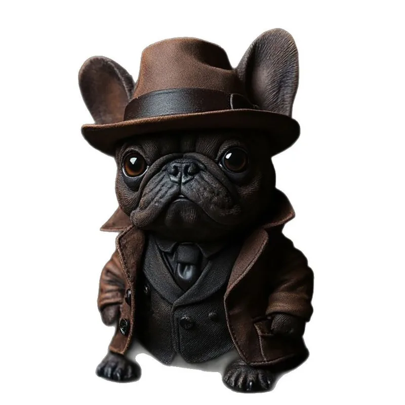 Gentleman Bulldog Resin Statue, Luxury Desktop Decor Ornament, Creative Home Art Craft, Unique Gift