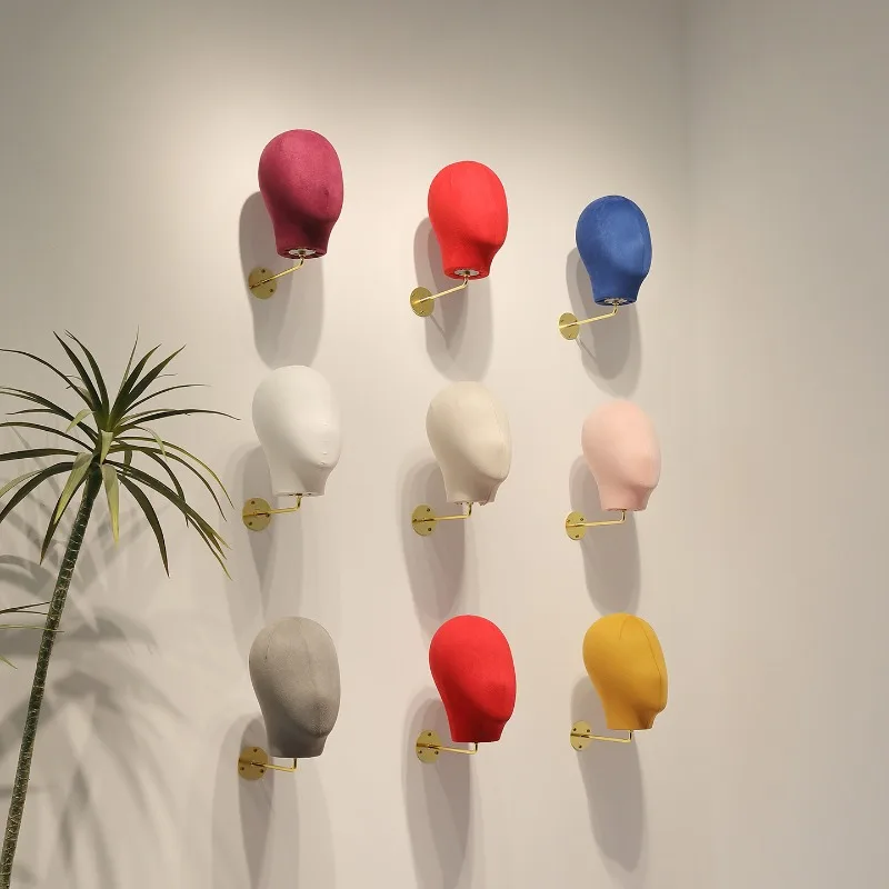 Colorful Mannequin Head Model Wall Mount Hat Wig Display Stand Wall Hanging Head Form for Salon Shop Window Collection Display