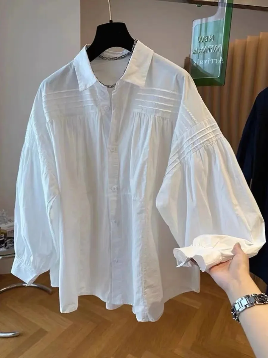 فانوس نسائي مقاس كبير Sve irt أوائل الخريف رقيق فضفاض غير رسمي قماش رقيق كوري Sle طويل Sve...