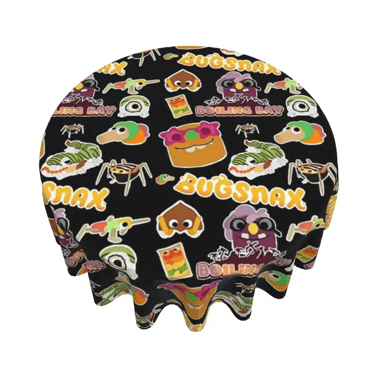 Boiling Bay Bugsnax Fan Art Waterproof Round Tablecloth Oilproof Table Cloth for Kitchen Events Dining Table Cover 60 inches