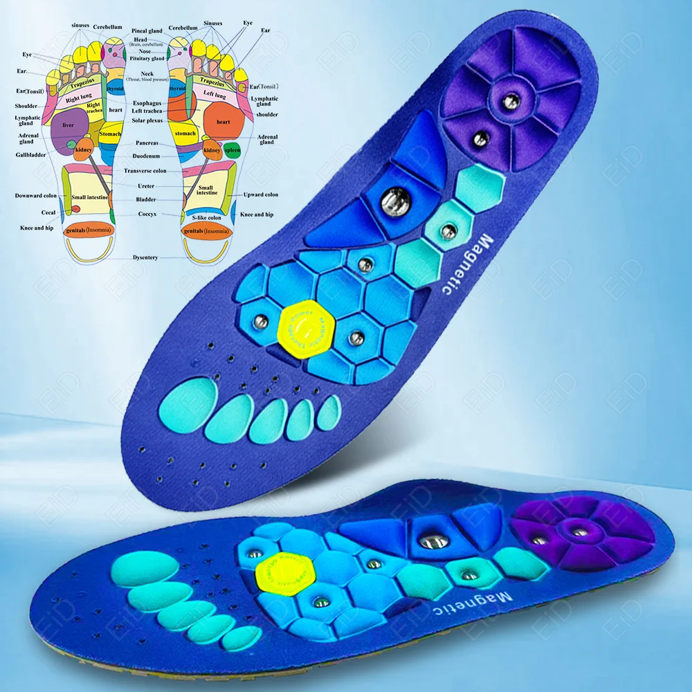 New 1 Pair Acupressure Insoles Foot Massage Magnetic Massage Comfort Insoles with Foot Therapy for Blood Circulation Pain Relief