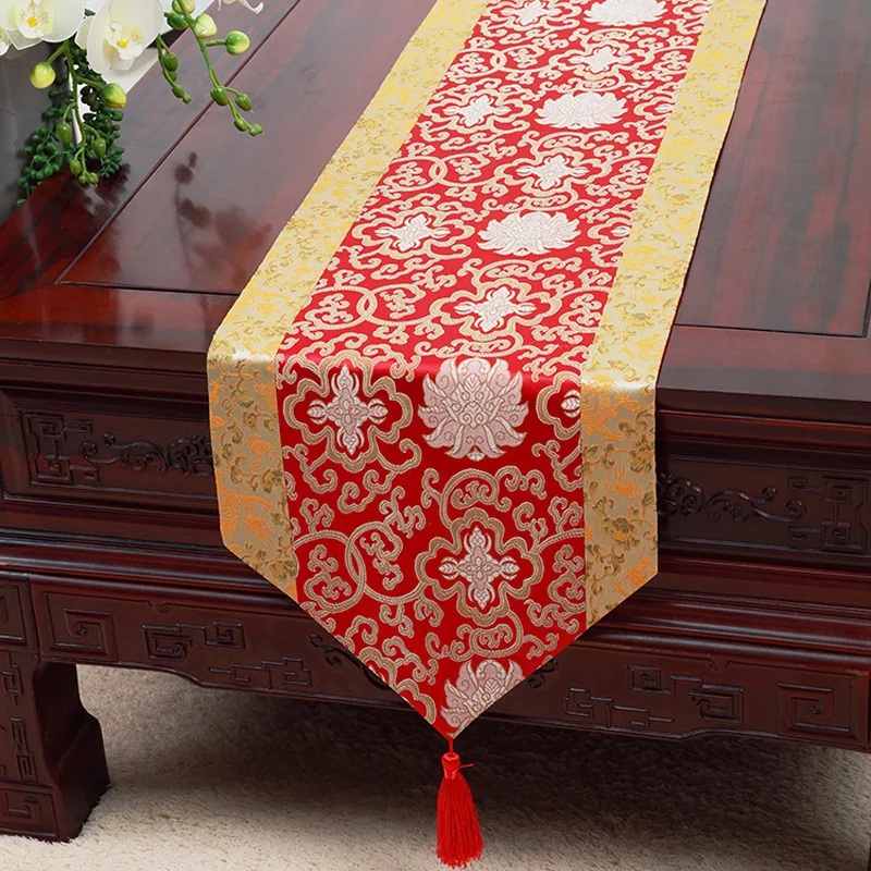 Wholesale Buddhist supply family home Buddhism Temple Auspicious Embroidery Altar Long flag ethnic Table cloth cover Deco