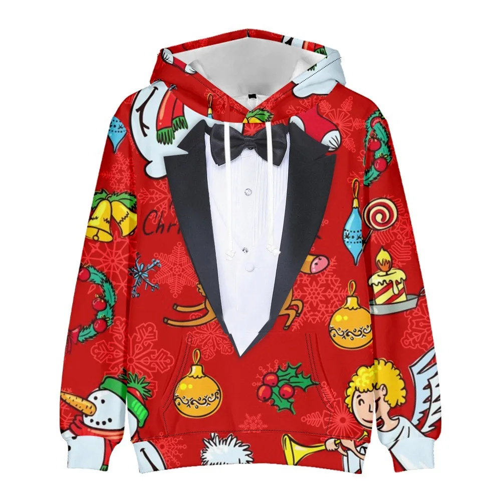 

2026 Autumn/Winter Sweater Christmas Sweater Christmas Hat Saint Christmas Deer Digital Print Hoodie Sweater Men