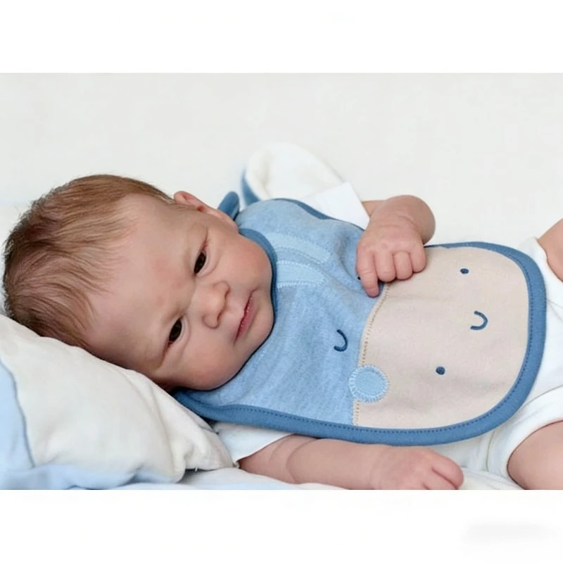 45cm Already Painted Finished Doll Elijah Awake Newborn Baby 3D Skin Visible Veins Collectible Art Doll
