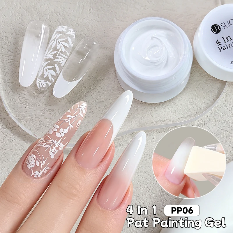UR SUGAR 1/2 Stück Weißes Pat Painting Gel Nagellack 4-in-1 Gradient French Cover Edge Lines Nagelstempelmuster Nagel-DIY-Pattin