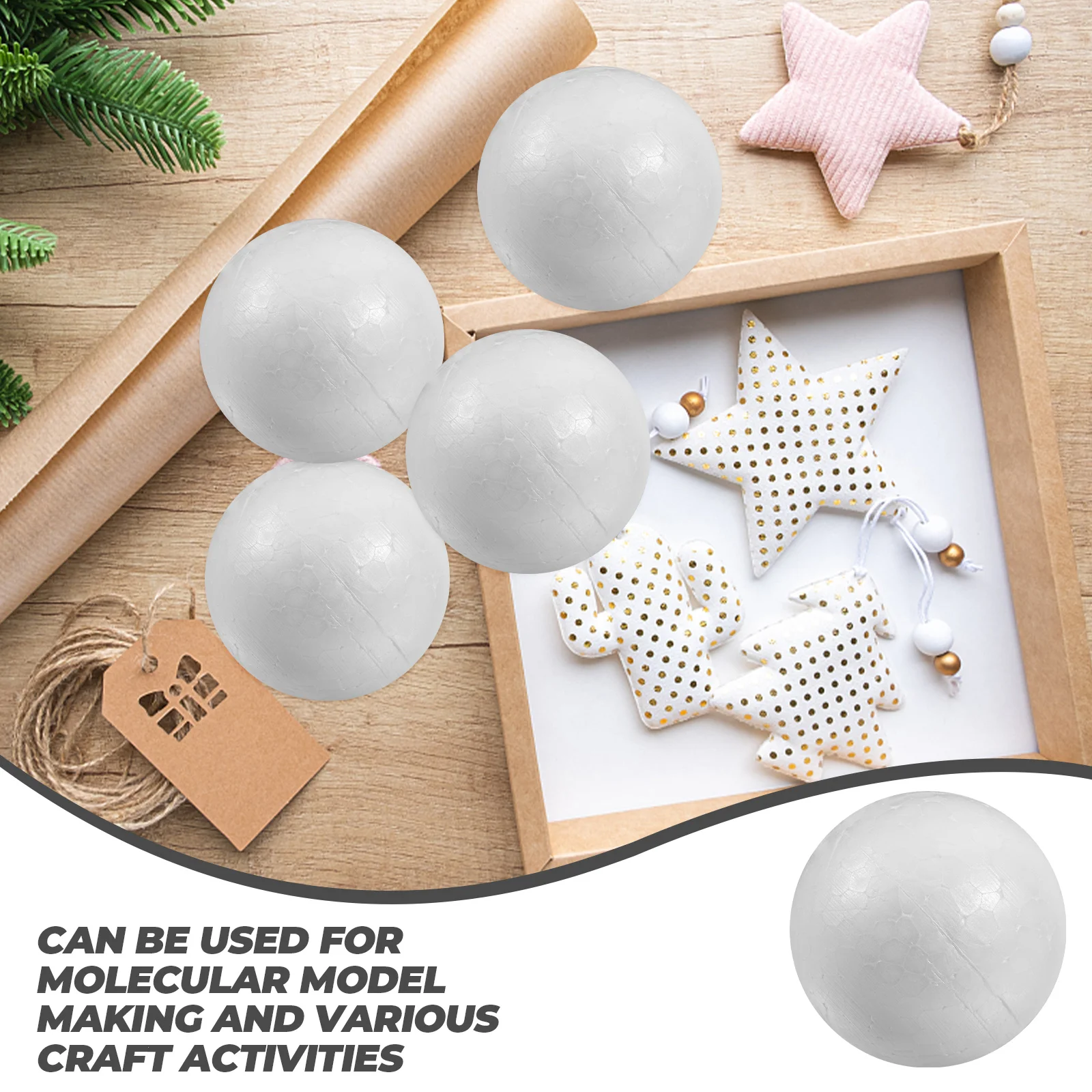 

100 Pcs Bulk Ornaments White Balls Craft Polystyrene Decorations Solid 6cm Child