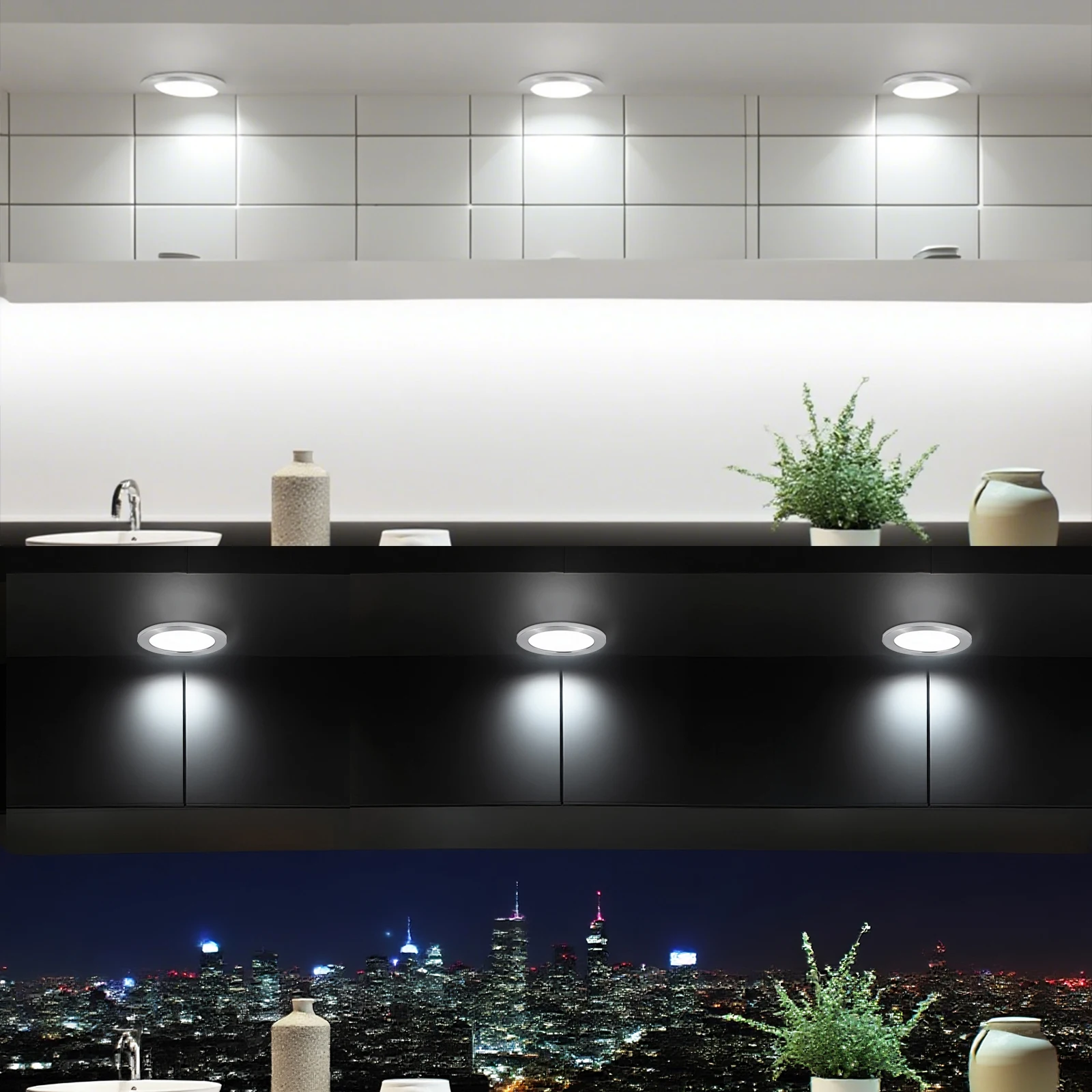 LED Under Cabinet Lighting Puck Lights Kit, Closet Wardrobe Kitchen Counter Lighting, Bedroom Decor Night Light