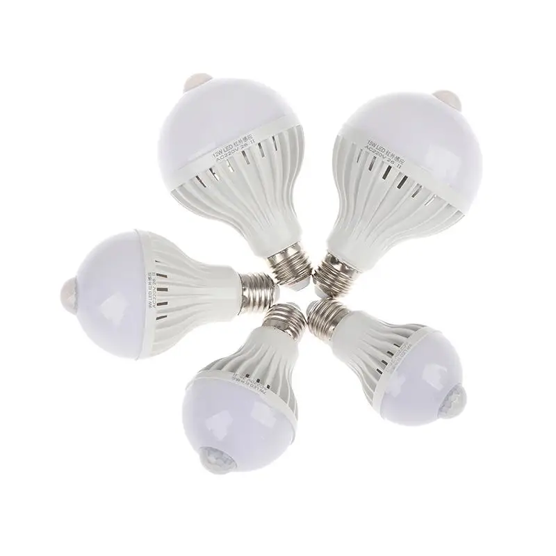 E27 220V LED PIR Motion Sensor Lamp Auto On/Off Low Power Consumption Human Body Light for Home Bathroom Hall