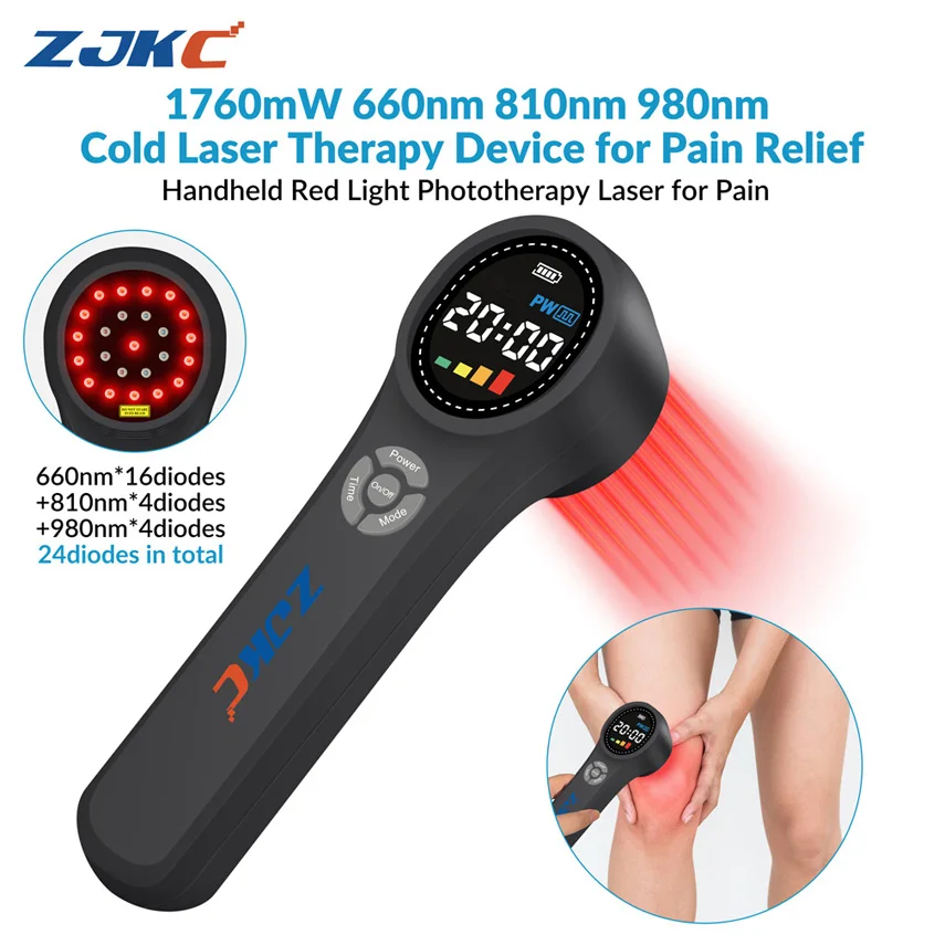 Handheld 1760mW Low Laser Therapy Cold Laser Device 660nm 810nm 980nm for Pain Relief Shoulder Neck Back Wound Healing