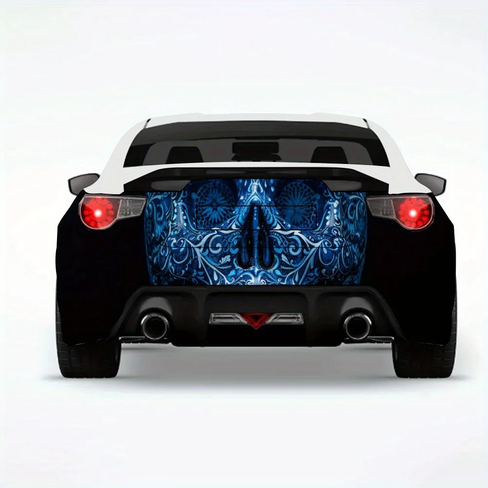 

Автомобильная наклейка в темном стиле с синим черепом, виниловая наклейка на заднюю часть автомобиля, водонепроницаемые самоклеящиеся виниловые наклейки для хвоста и бампера автомобиля,