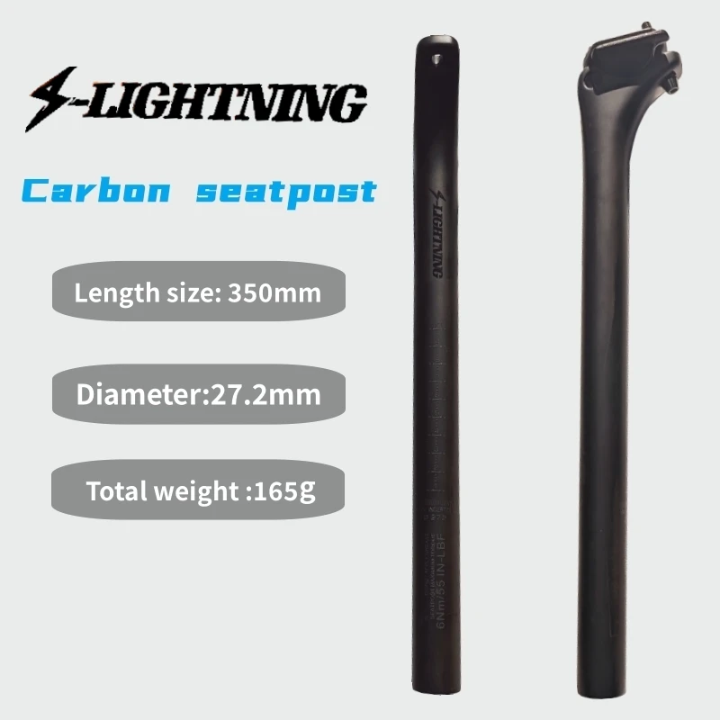 Carbon Seatpost 27.2mm Matte Black MTB/Road Bike Seat Post Length 350mm Seat Tube Bicycle