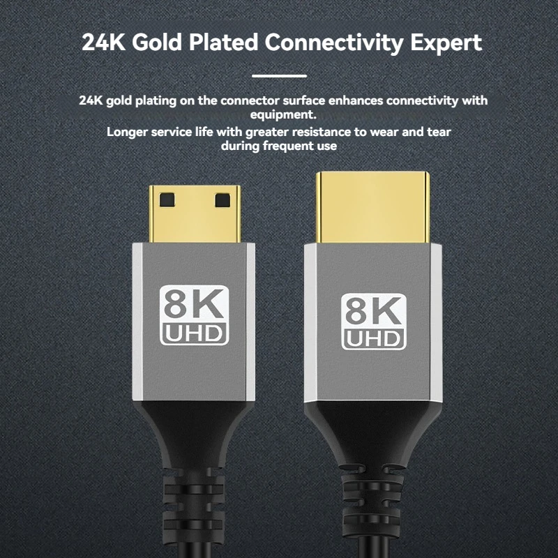 Mini HDMI-compatible Cable Bidirectional 8K 60Hz For Hero Raspberry Pi Camcorder HDTV Projector Camera Mini HDMI-Compatible Cord