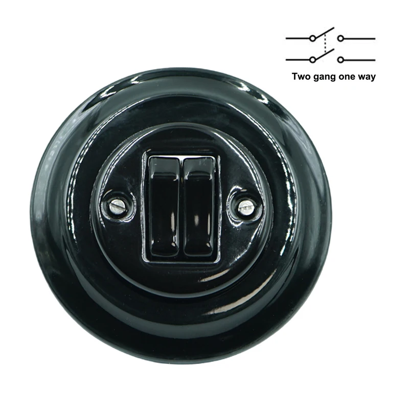 New Arrivals Circular Flush Mounted Vintage Ceramic Push Button Wall Switch for Home