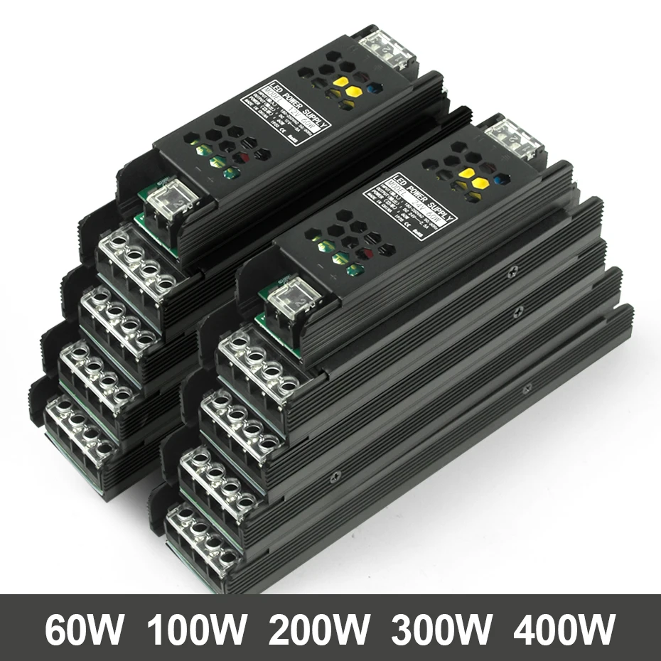 

Ultra Thin Led Power Transformer DC 12V 24V 60W 100W 200W 300W 400W Aluminum Led Power Supply Adapter AC 220V 240V For Home