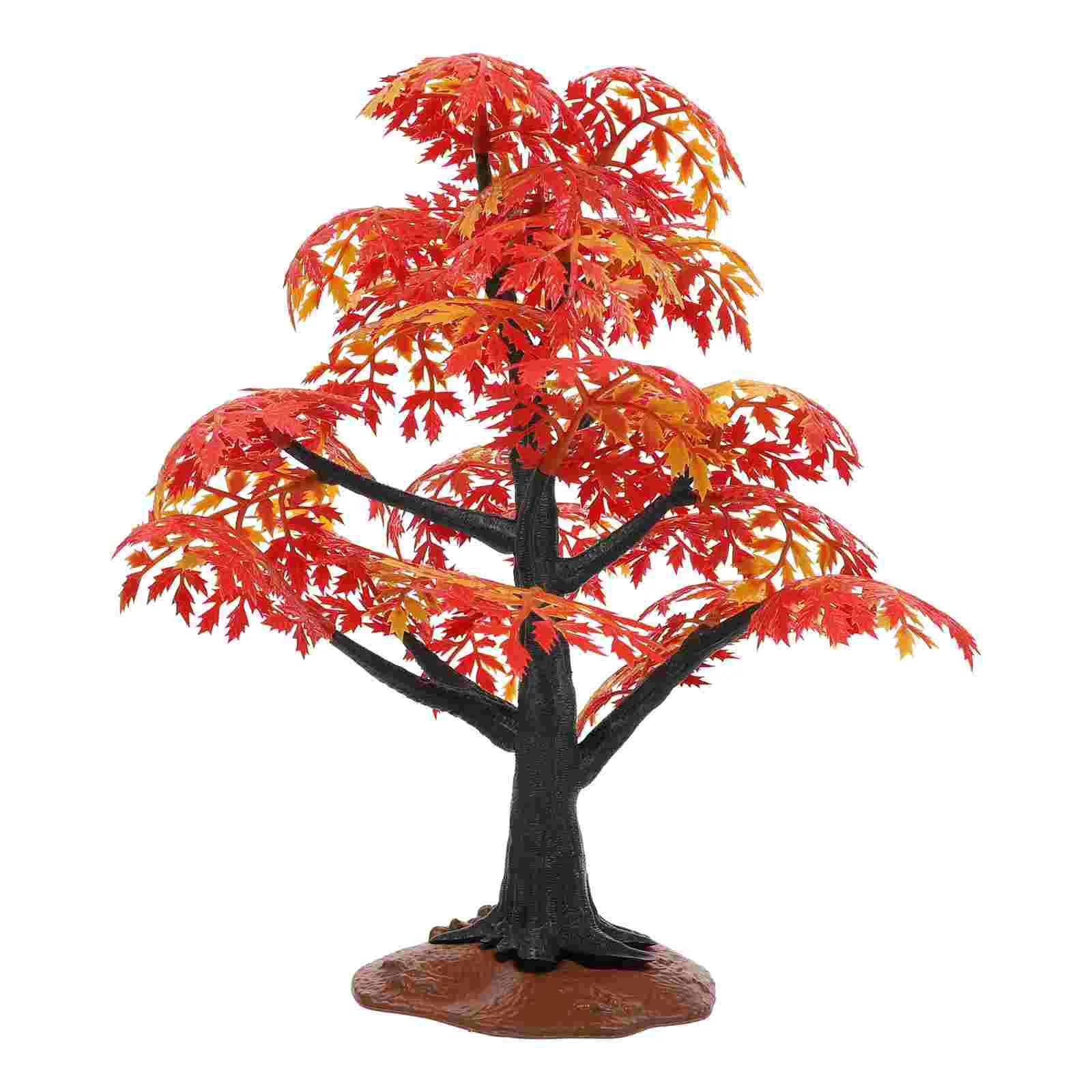 Plant Maple Model Indoor Landscape Tree Adornments Flowerpot Red Sand Table Office Fall Decor