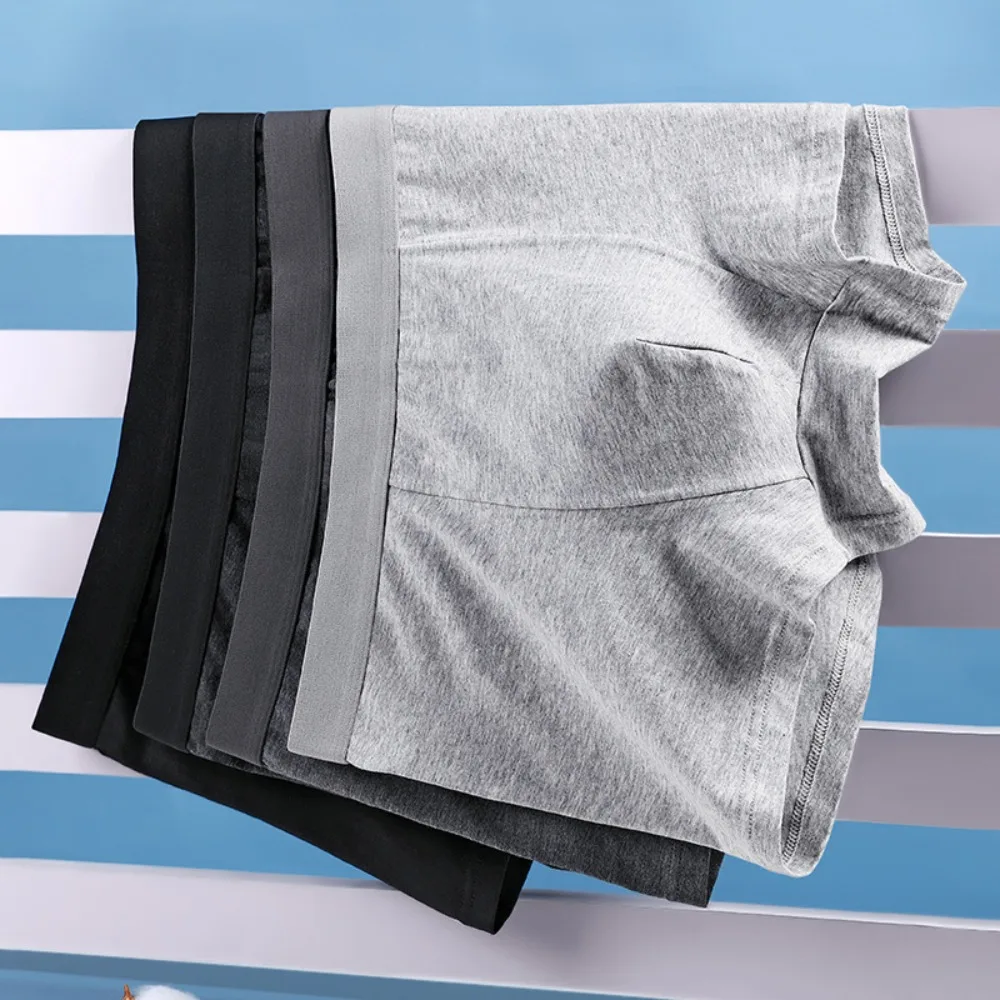

4Pcs Fashion Solid Color Men's Boxer Briefs Plus Size XL-4XL Men Panties Mid Waist Cotton Crotch Shorts Underpants Male