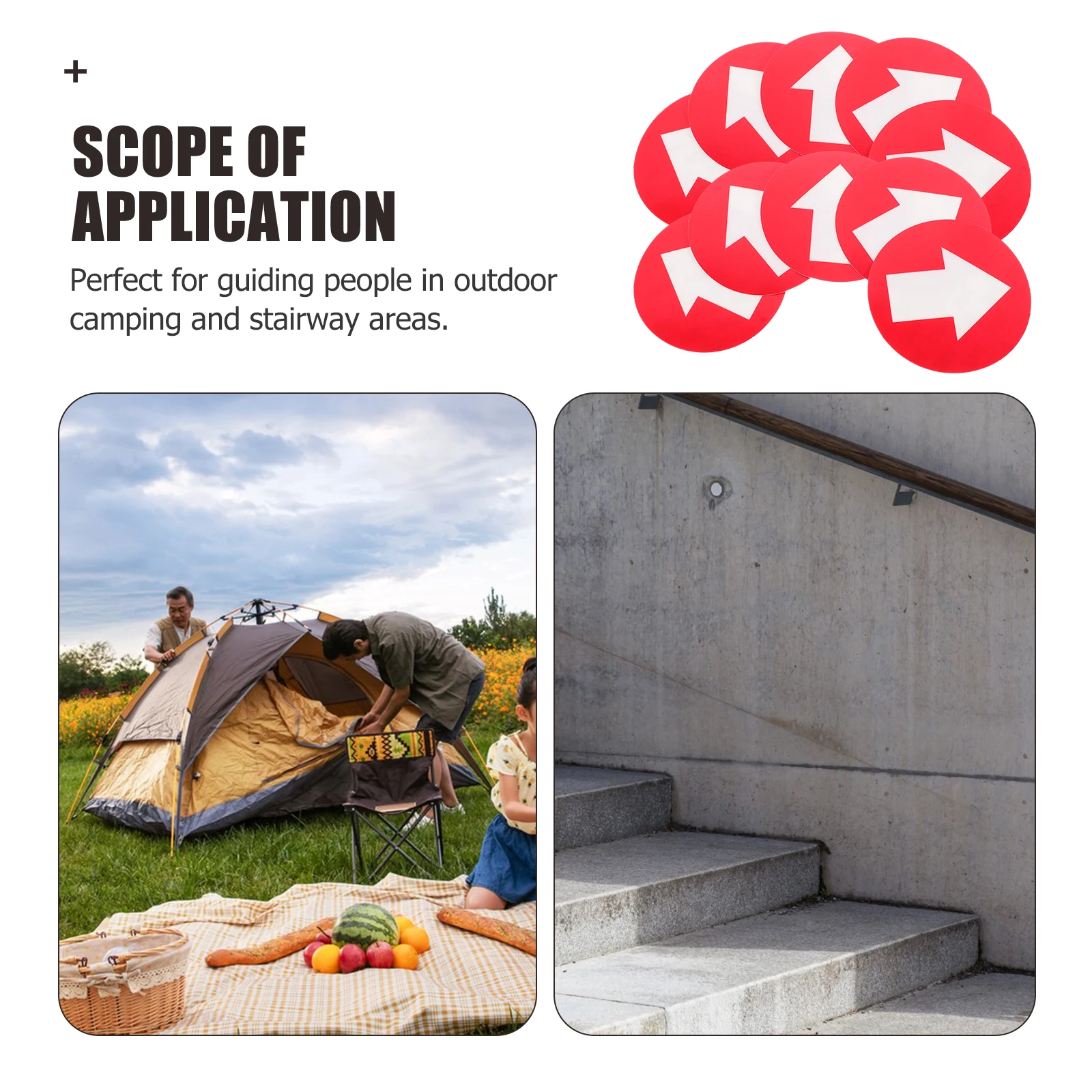 

10Pcs PVC Reflective Arrow Direction Markers Outdoor Camping Trail Stickers Adhesive Waterproof Navigation Signs