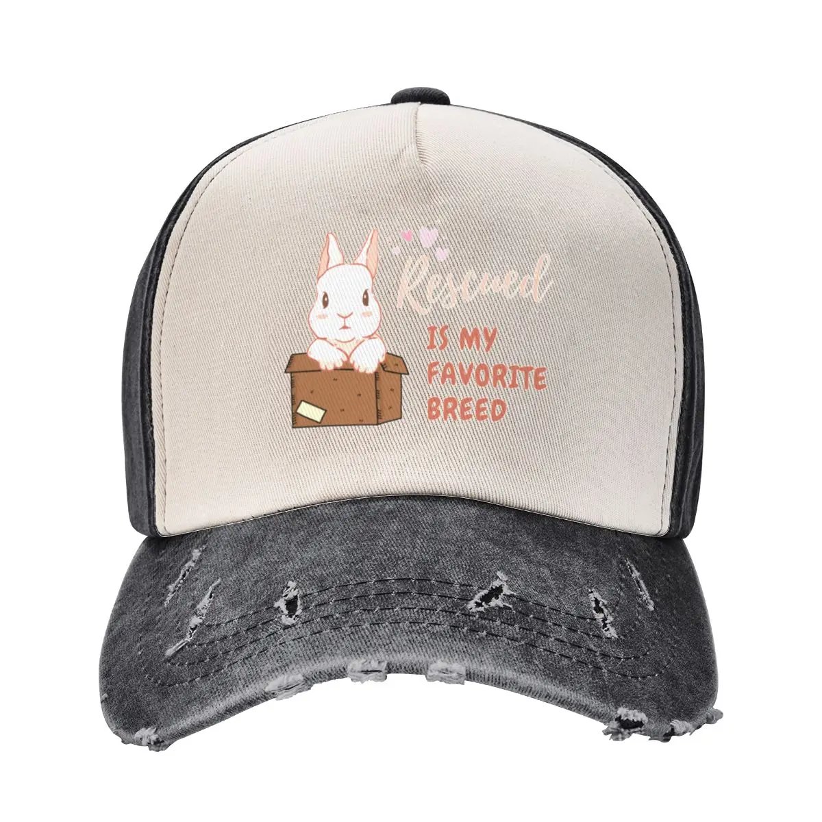 Rescued Is My Favorite Breed Adopt Rabbit Pet Caretaker Vet Baseball Cap Kids Hat Sunhat |-F-| custom Hat Women Hats Men's