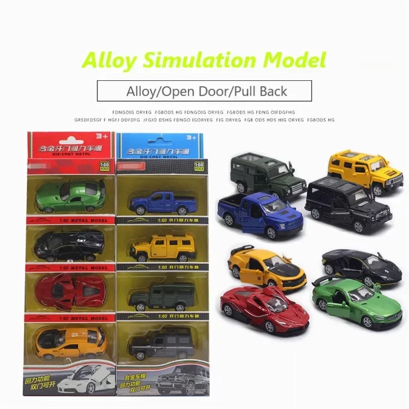 Scale 1:60 Diecast Pull Back Alloy Toy Car Model Metal Simulation SUV Sports Racing Car Model Set Kids Hot Sales Toys For Boys