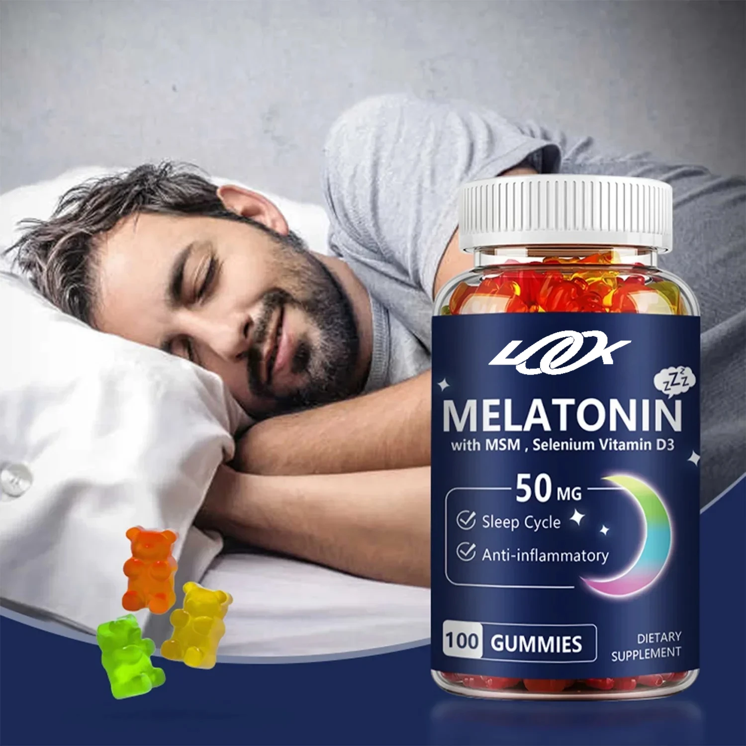 

Melatonin Gummies - Helps You Fall Asleep Faster, Improve Sleep Quality, Quick Dissolution, Regulate Biological Clock