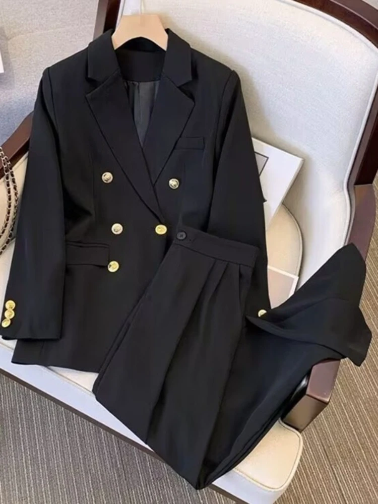 

Spring Autumn New Solid Color Suit Jacket for Women Straight Tube Casual Loose and Fashionable Temperament Slimming Suit Set