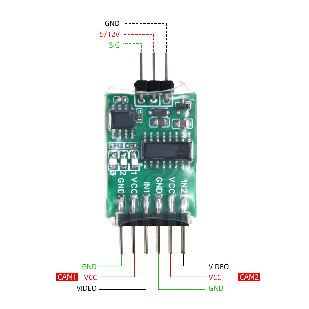 3-Kanal-Video-Umschaltermodul 3-Wege-Video-Switch-Einheit FPV-Kamera für Multicopter-Drohnen 5,8 G FPV-Sender und Kamera