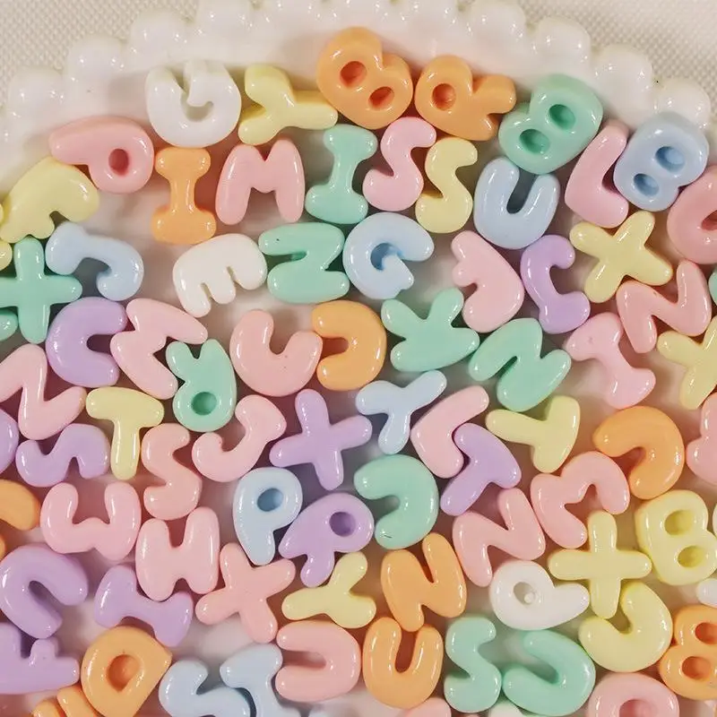 Acrylic Alphabet Beads 50PCS Pastel Candy Color Smooth Finish for DIY Jewelry Making Bracelet Wrist Chain Craft