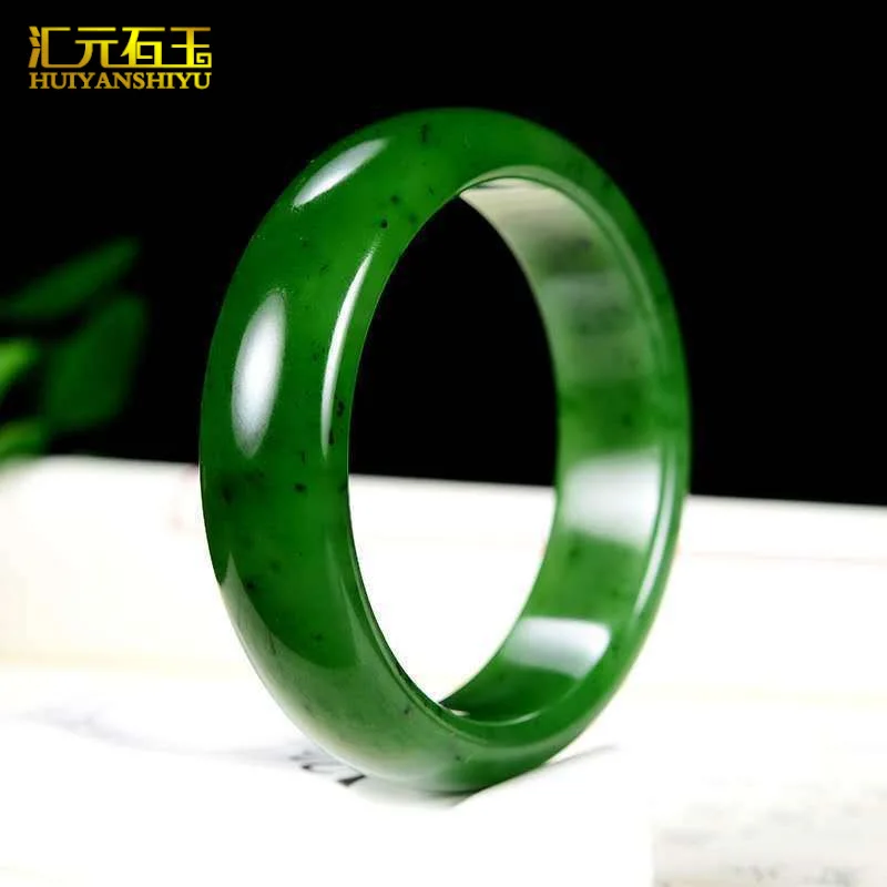 Natural Russian Hetian Jade Green Jade Bracelet Spinach Beryl Jade Jade Bracelet Children's Live Broadcast Supply Wholesale