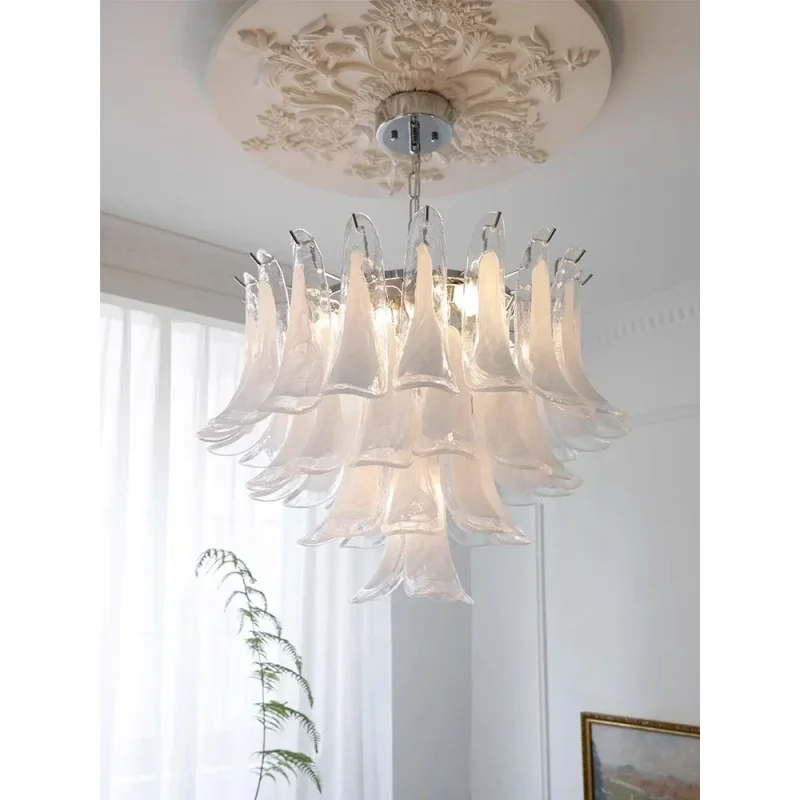 White Petal Glass chandelier French branch shaped crystal pendant light for iving room bedroom luxury Branch Crystal Chandeliers