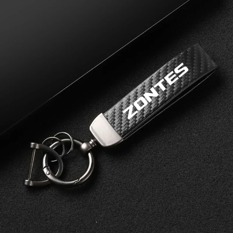 1PCS Leather Carbon Fiber Motorcycle Key Chains KeyChain For Zontes G1-125 ZT125-U 125 U1 Z2 125 Motorcycles Accessories