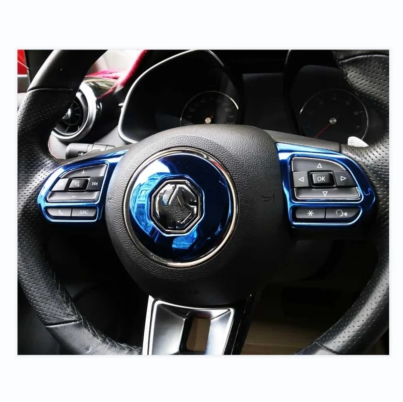 For MG ZS 2017 - 2021 2022 Accessories Trophy Ev Luxury Car Steering Wheel Frame Decoration Cover Trim Stainless Steel