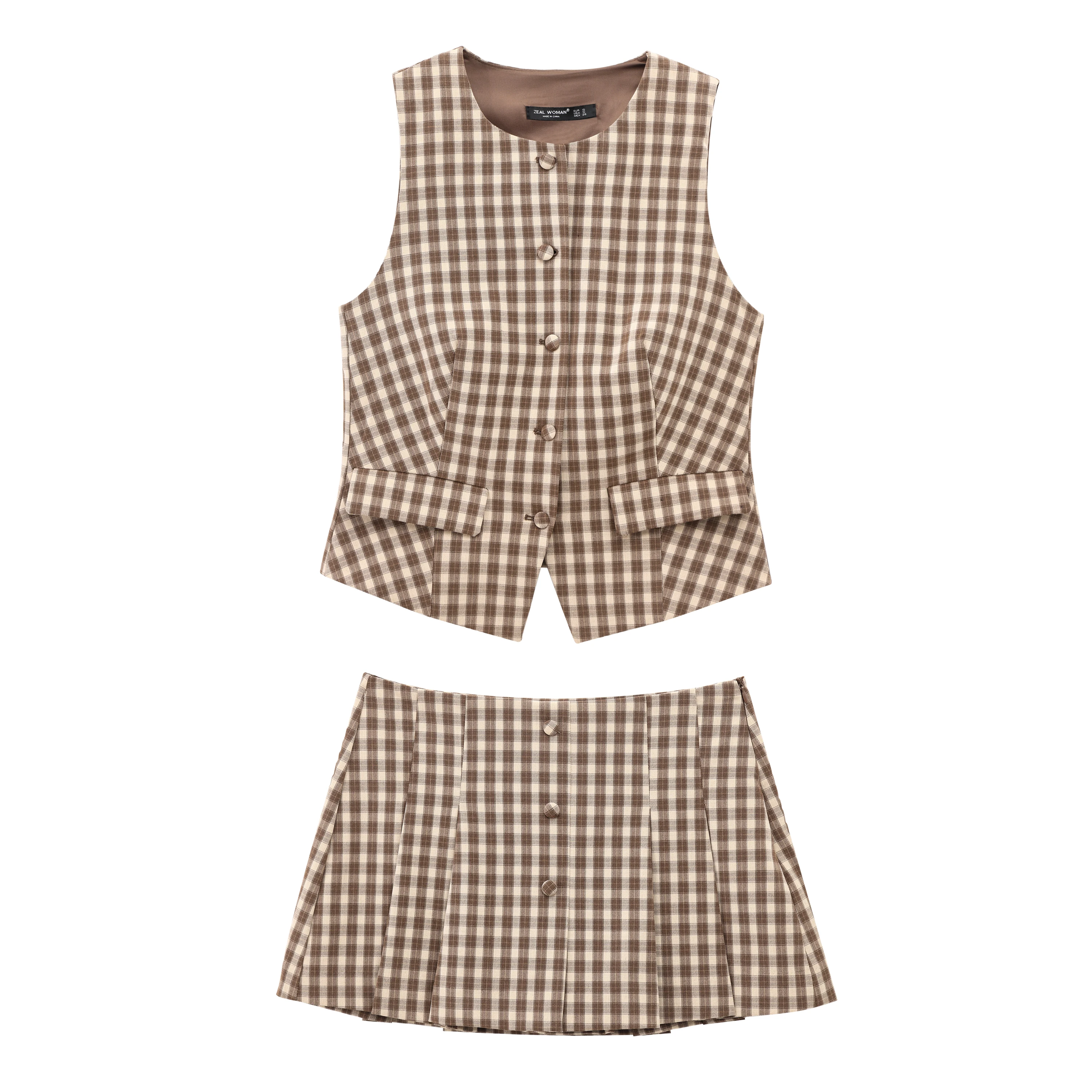 TRAFSHE Elegant Plaid Skirts Set For Women 2 Pieces Outfit Spring Short Tank Vest Tops Mid Waist Skirt Pants Shorts Lady Suits